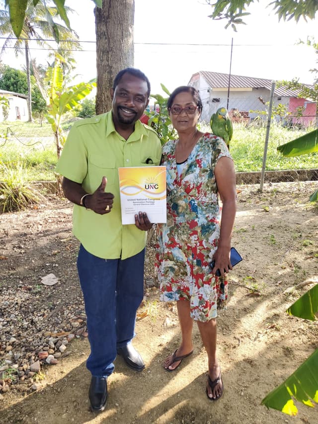 Andy Williams of Sangre Grande meeting the people